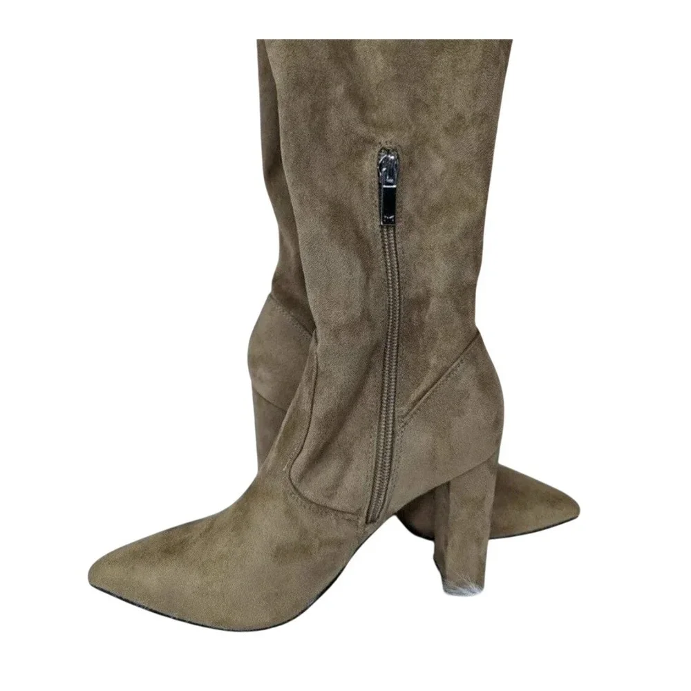 Marc Fisher‎ LTD Uday Tan Suede Pointed Toe Block Heel Boots Size 6.5M
